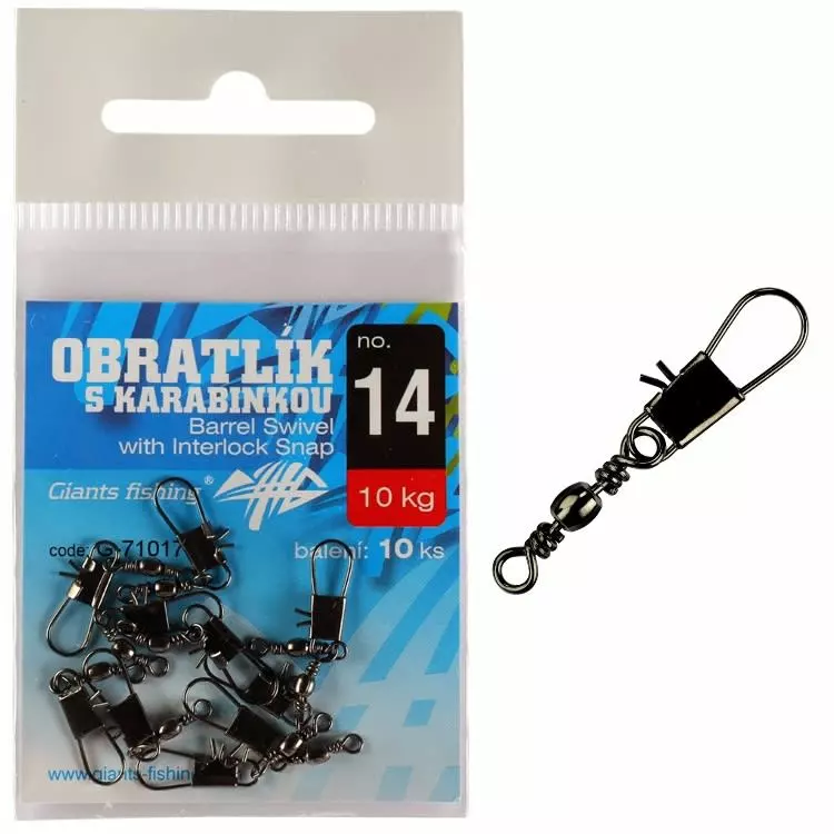 GIANTS FISHING Obratlík s karabinkou Barrel Swivel with Interlock Snap