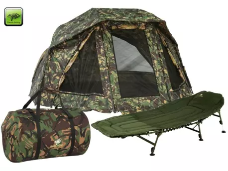 GIANTS FISHING SET Umbrella Brolly Exclusive CAMO 60 + lehátko Specialist 6Leg + Spací pytel 5 Season Ext Camo Sleeping Bag