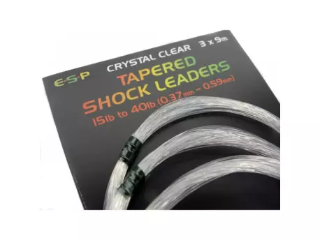 ESP ujímané šokové návazce Tapered Shock Leaders Crystal Clear 3x9m