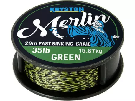 Kryston pletené šňůrky - Merlin fast sinking braid zelený 25lb 20m