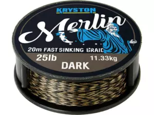 Kryston pletené šňůrky - Merlin fast sinking braid černý 15lb 20m